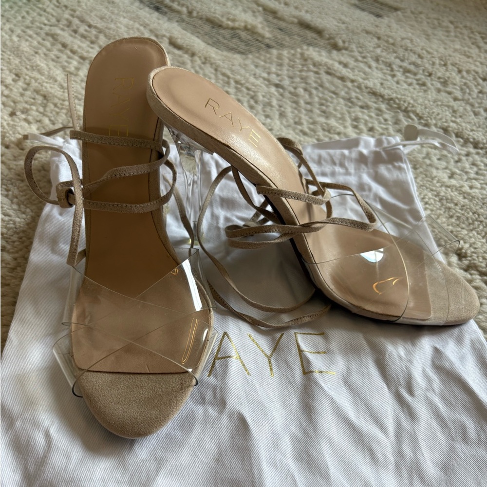 NWOT RAYE Tan Strappy Suede Heels